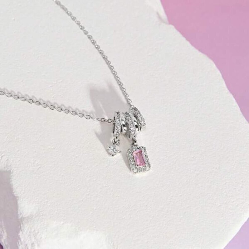 Pink Sapphire Pendant Necklace | 925 Sterling Silver - Picture 3 of 3